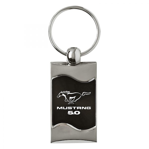 Autogold® - Mustang 5.0 Black Rectangular Wave Key Chain