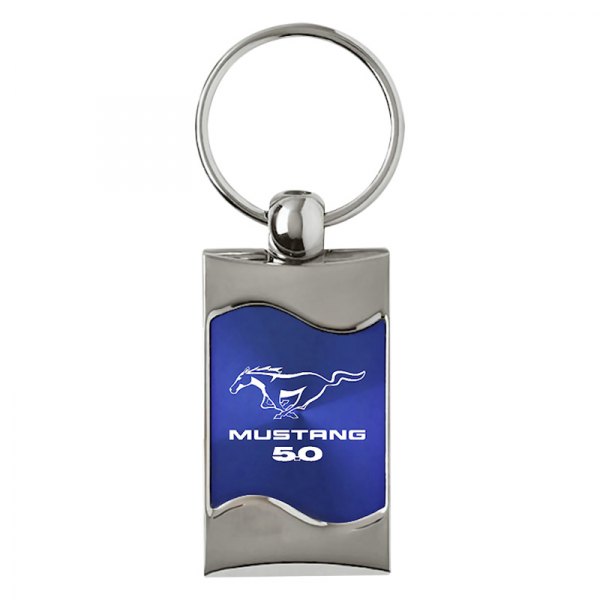 Autogold® - Mustang 5.0 Blue Rectangular Wave Key Chain