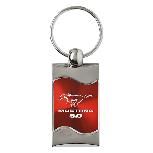 Autogold® - Mustang 5.0 Red Rectangular Wave Key Chain
