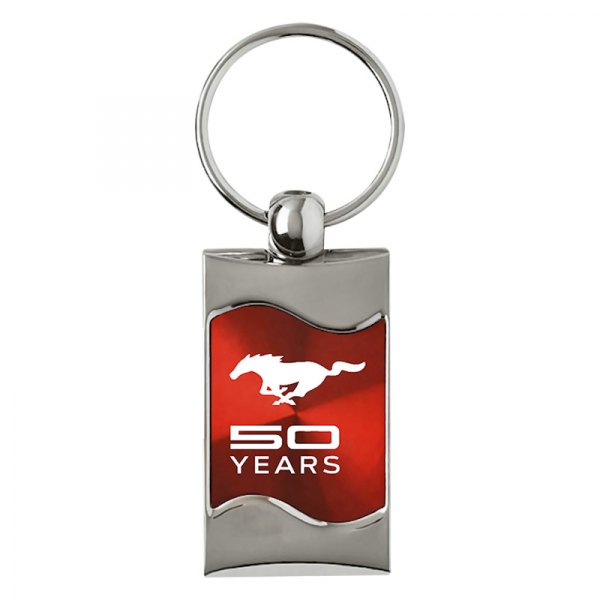 Autogold® - Mustang 50th Anniversary Red Rectangular Wave Key Chain