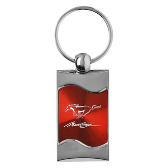 Autogold® - Mustang Script Red Rectangular Wave Key Chain