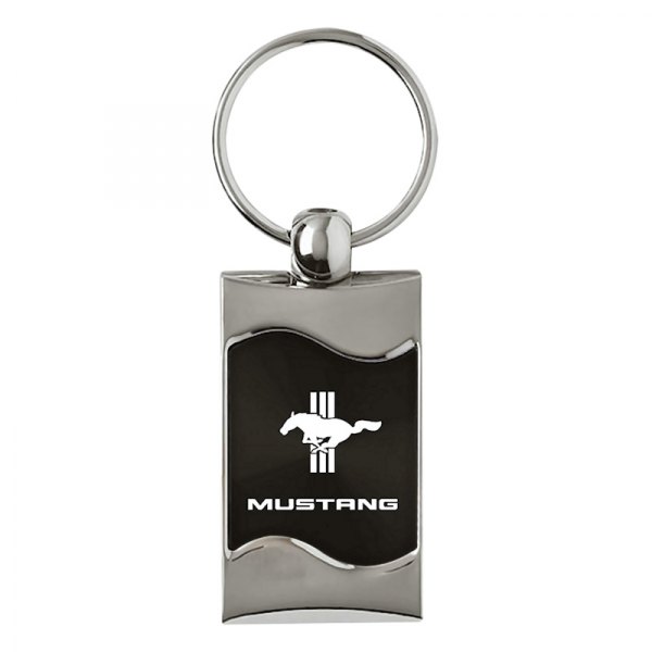 Autogold® - Mustang Tri-Bar Black Rectangular Wave Key Chain