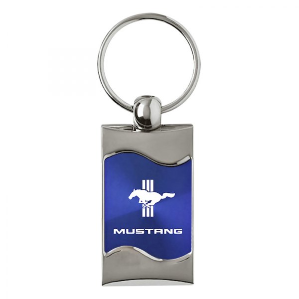 Autogold® - Mustang Tri-Bar Blue Rectangular Wave Key Chain