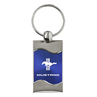 Autogold® - Mustang Tri-Bar Blue Rectangular Wave Key Chain