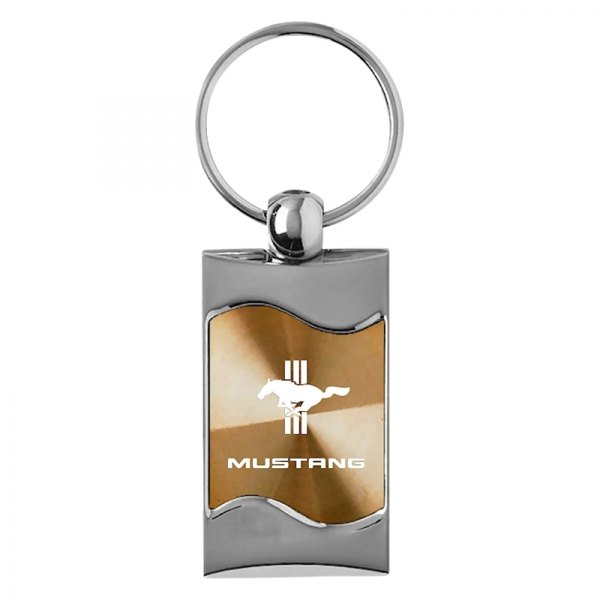 Autogold® - Mustang Tri-Bar Gold Rectangular Wave Key Chain