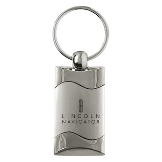 Autogold® - Navigator Satin-Chrome Rectangular Wave Key Chain