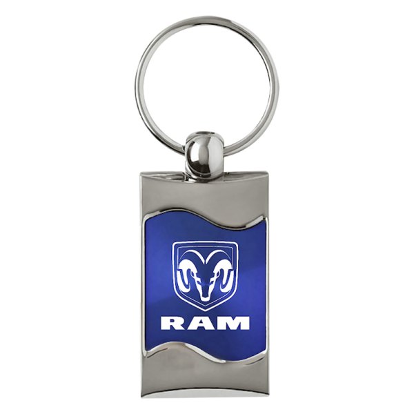 Autogold® - Ram Logo Blue Rectangular Wave Key Chain