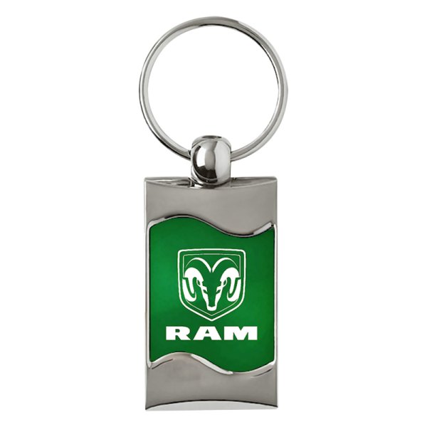 Autogold® - Ram Logo Green Rectangular Wave Key Chain