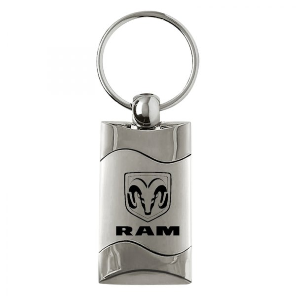 Autogold® - Ram Logo Satin-Chrome Rectangular Wave Key Chain