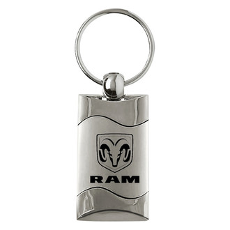 Autogold® - Ram Logo Satin-Chrome Rectangular Wave Key Chain