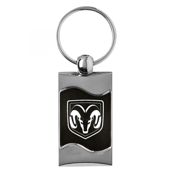 Autogold® - Ram Head Logo Black Rectangular Wave Key Chain