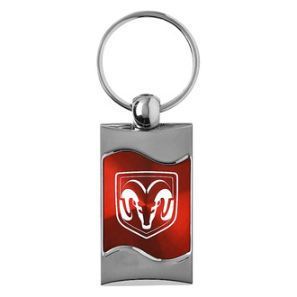 Autogold® - Ram Head Logo Red Rectangular Wave Key Chain