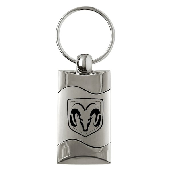 Autogold® - Ram Head Logo Silver Rectangular Wave Key Chain