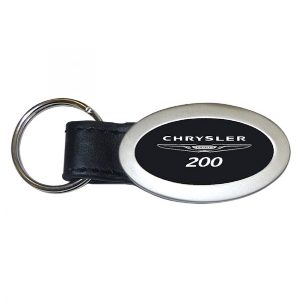 Autogold® - Chrysler 200 Black Oval Leather Key Chain