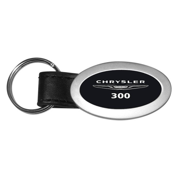 Autogold® - Chrysler 300 Black Oval Leather Key Chain