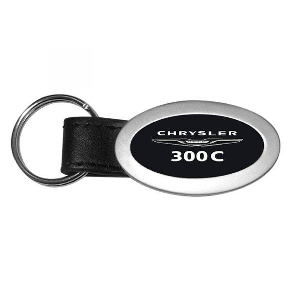 Autogold® - Chrysler 300C Black Oval Leather Key Chain