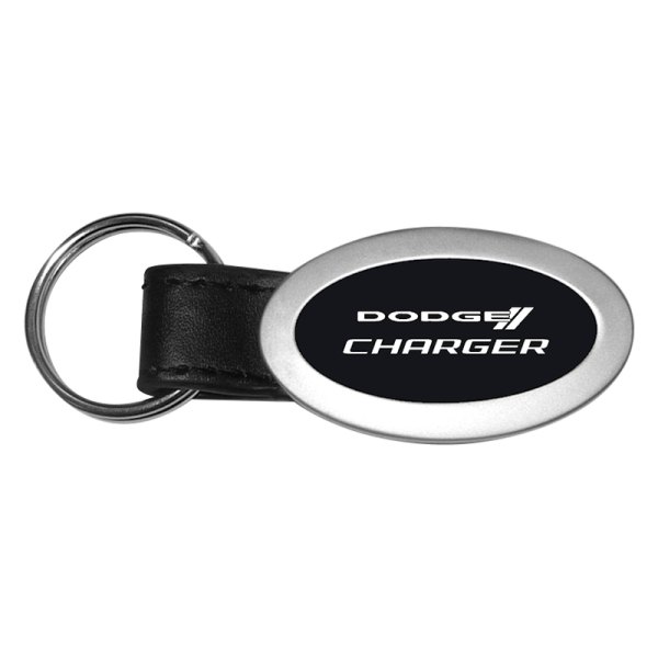 Autogold® - Charger Black Oval Leather Key Chain