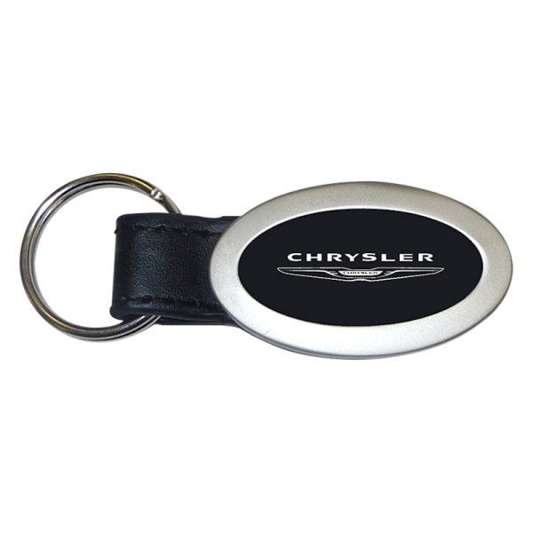 Autogold® - Chrysler Black Oval Leather Key Chain