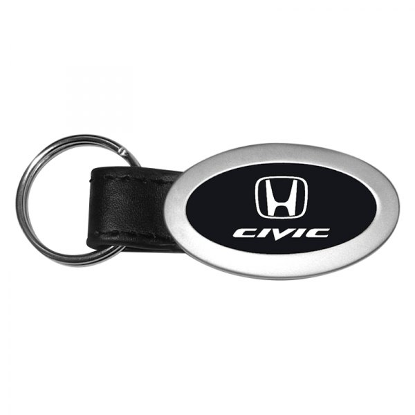 Autogold® - Civic Black Oval Leather Key Chain