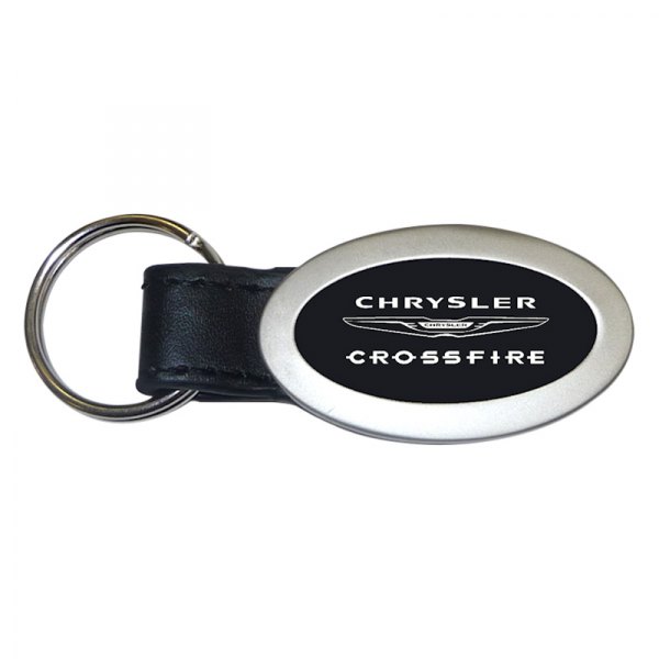 Autogold® - Crossfire Black Oval Leather Key Chain