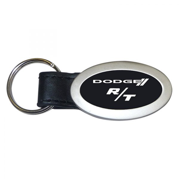 Autogold® - Dodge R/T Black Oval Leather Key Chain