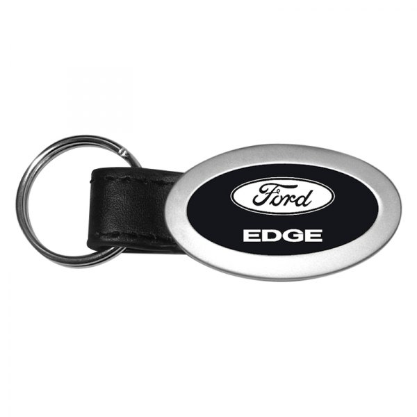 Autogold® - Edge Black Oval Leather Key Chain