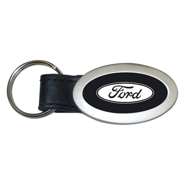 Autogold® - Ford Black Oval Leather Key Chain