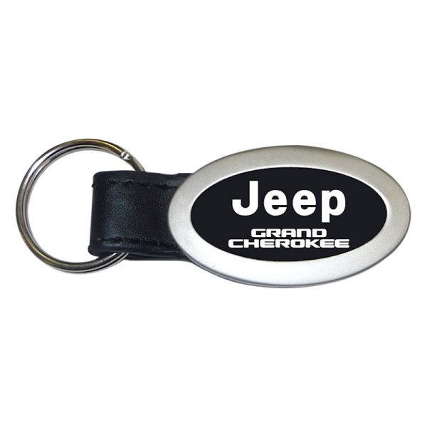 Autogold® - Grand Cherokee Black Oval Leather Key Chain