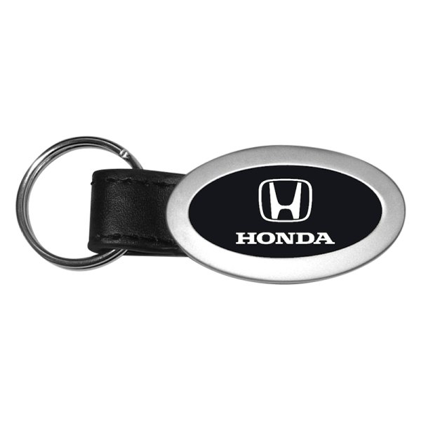 Autogold® - Honda Black Oval Leather Key Chain