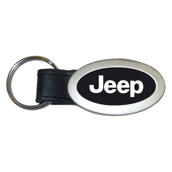 Autogold® - Jeep Black Oval Leather Key Chain