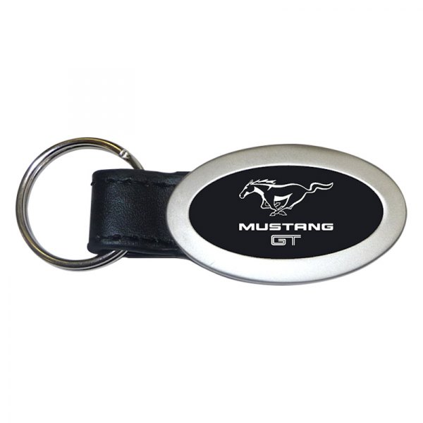 Autogold® - Mustang GT Black Oval Leather Key Chain