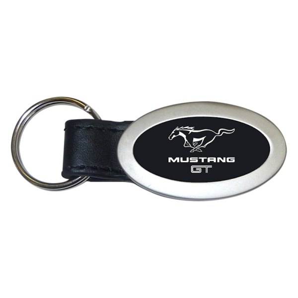 Autogold® - Mustang GT Black Oval Leather Key Chain