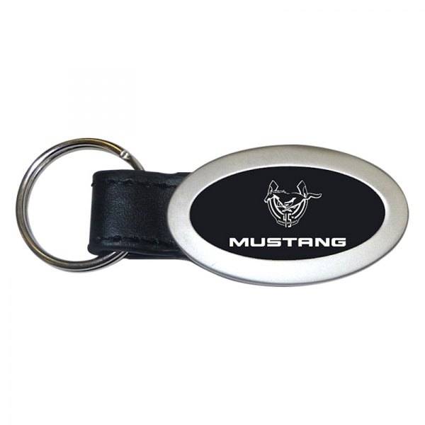 Autogold® - Mustang 45TH Anniversary Black Oval Leather Key Chain