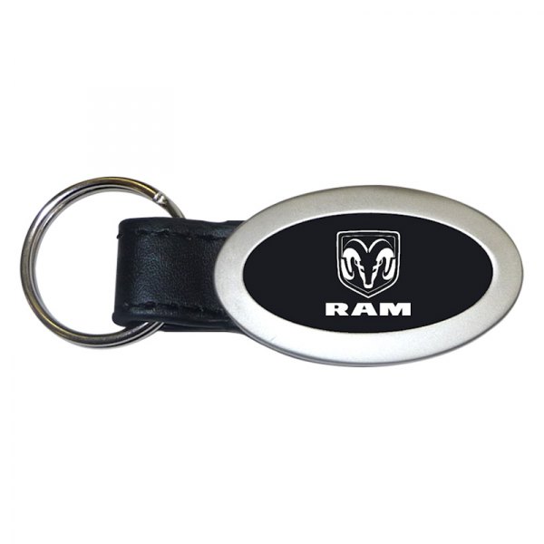 Autogold® - Ram Black Oval Leather Key Chain