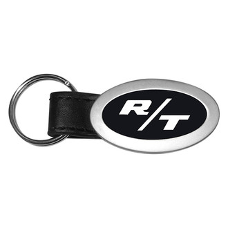 Autogold® - Dodge R/T Black Oval Leather Key Chain