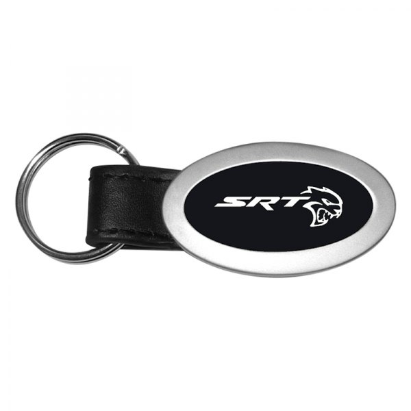 Autogold® - SRT Hellcat Black Oval Leather Key Chain