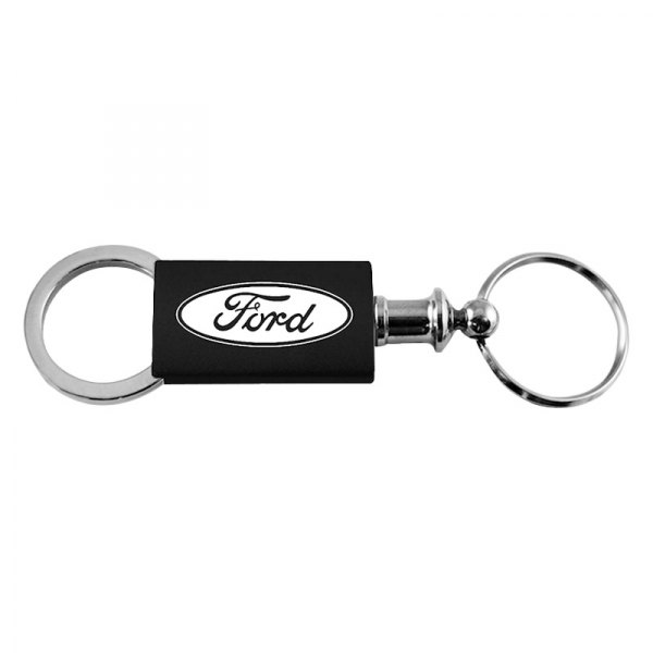 Autogold® - Ford Black Anodized Aluminum Valet Key Chain