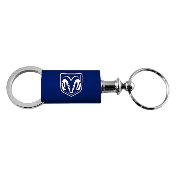 Autogold® - Ram Head Logo Navy Anodized Aluminum Valet Key Chain