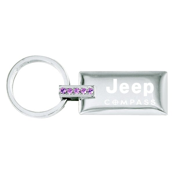 Autogold® - Compass Jeweled Pink Rectangular Key Chain