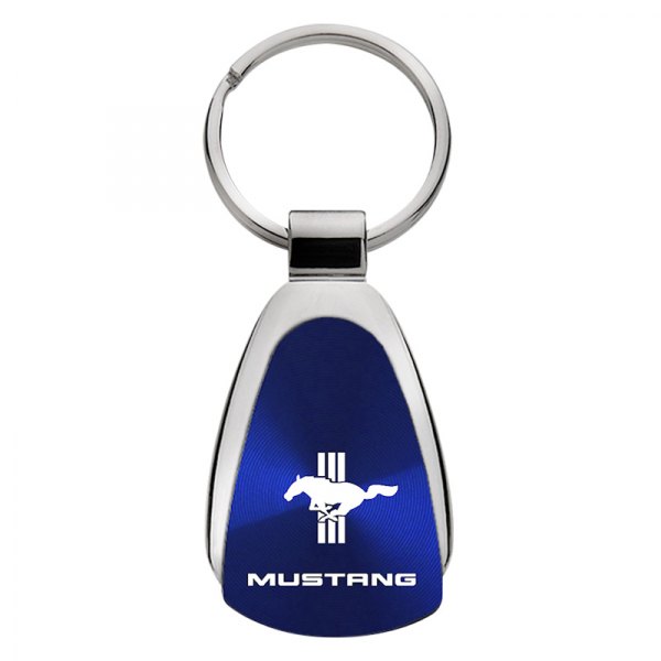 Autogold® - Mustang Tri-Bar Blue Teardrop Key Chain