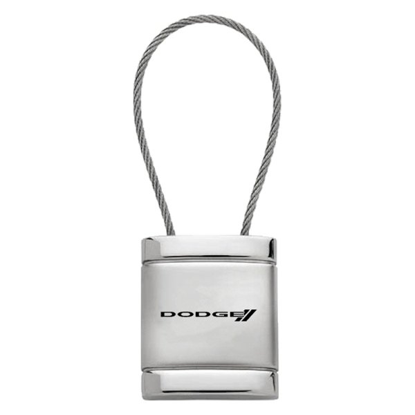 Autogold® - Dodge Stripe Logo Satin-Chrome Cable Key Chain