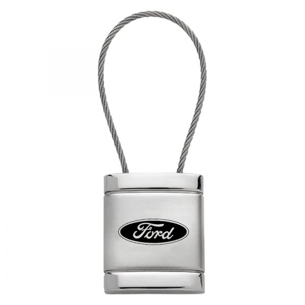 Autogold® - Ford Satin-Chrome Cable Key Chain