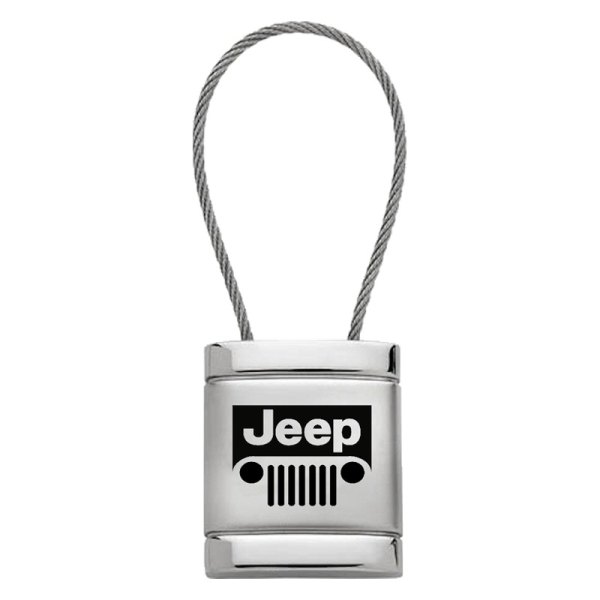 Autogold® - Jeep Grille Satin-Chrome Cable Key Chain