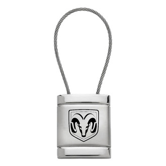 Autogold® - Ram Head Logo Satin-Chrome Cable Key Chain