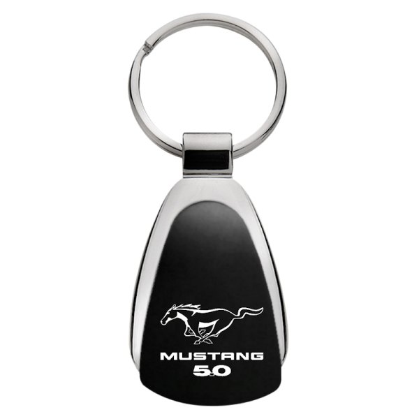 Autogold® - Mustang 5.0 Black Teardrop Key Chain