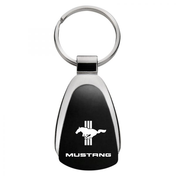 Autogold® - Mustang Tri-Bar Black Teardrop Key Chain