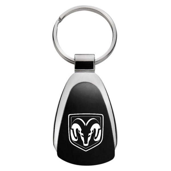 Autogold® - Ram Head Logo Black Teardrop Key Chain