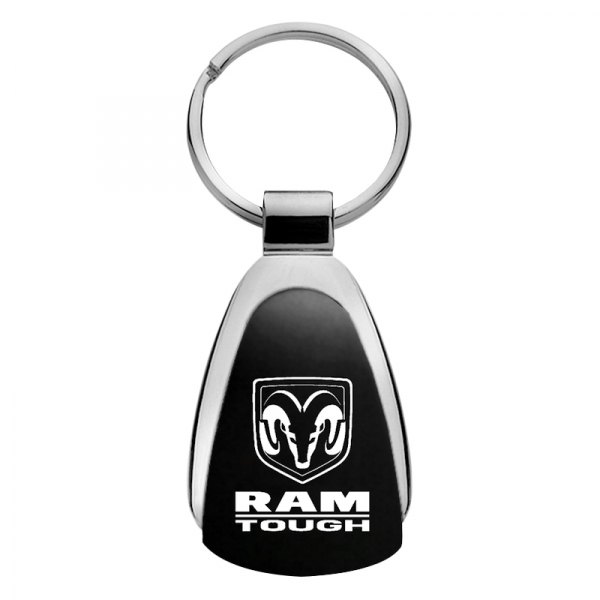 Autogold® - Ram Tough Head Logo Black Teardrop Key Chain