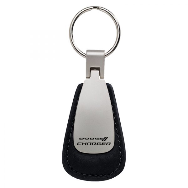 Autogold® - Charger Black Leather Teardrop Key Chain