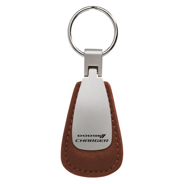 Autogold® - Charger Brown Leather Teardrop Key Chain